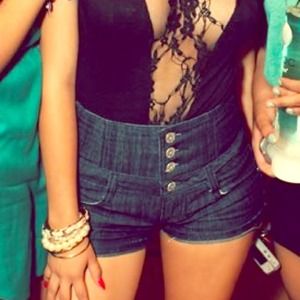 High waisted jean shorts
