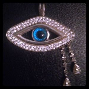 White gold diamond eye necklace charm