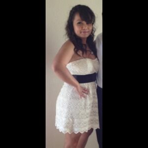 Cream crochet strapless dress