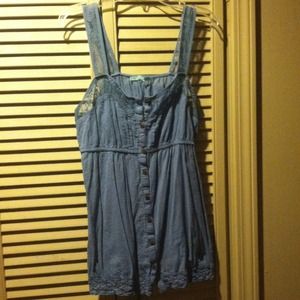 Blue button up tank top