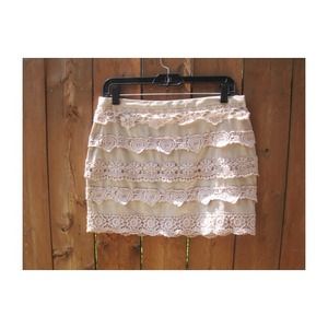 Champaign Pink Floral Lace Skirt