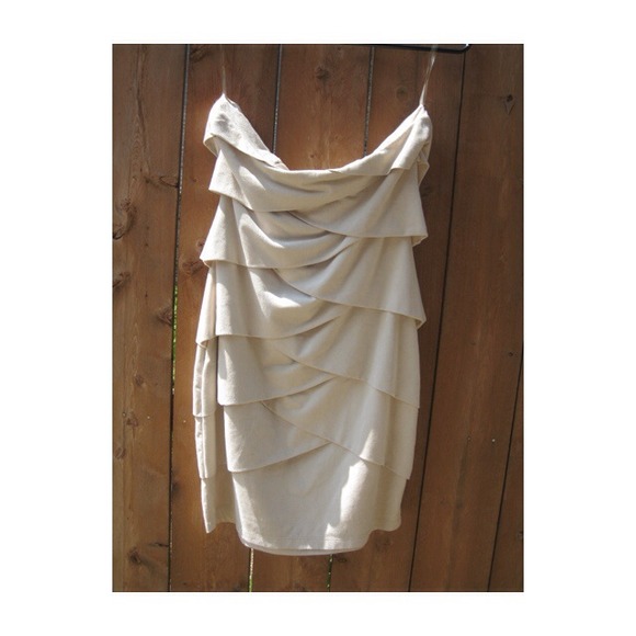 Warm, Nude/beige Layered body Con Dress