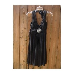 Black Halter Dress with Broach NWOT