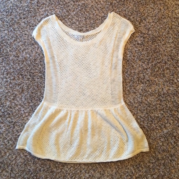 Cream lace peplum shirt