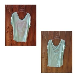 Mint/Aqua Flowing Top with Rhinestone Scull