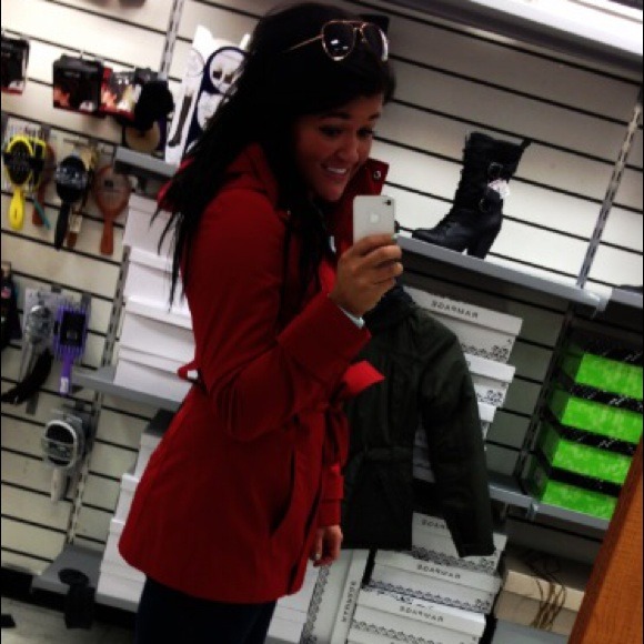 ISO: Calvin Klein Red hooded trench coat in small