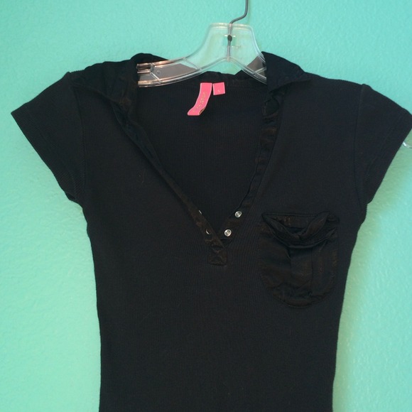 ⚡️sale⚡️Charlotte Tarantola Ribbed Silk Black Tee