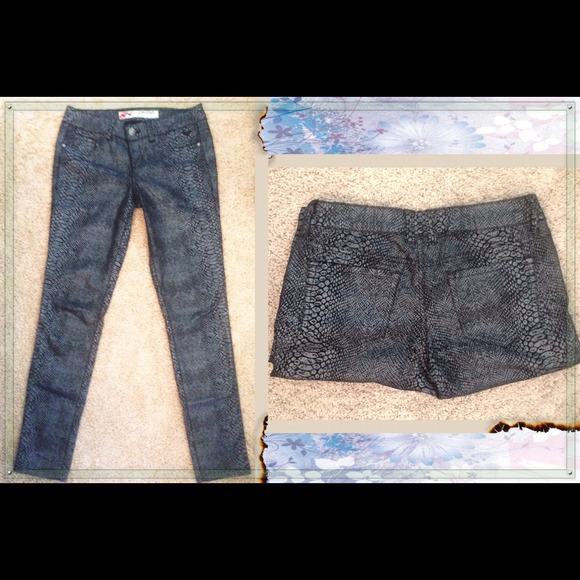 Metallic snakeprint skinny jeans