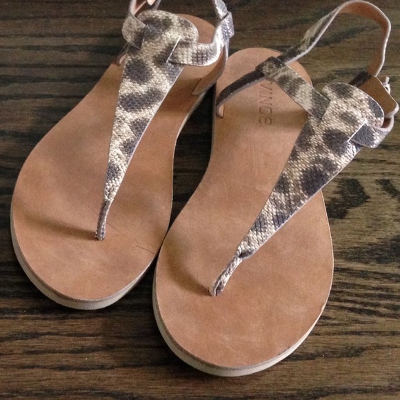 Vince Animal Pattern Flat Sandals