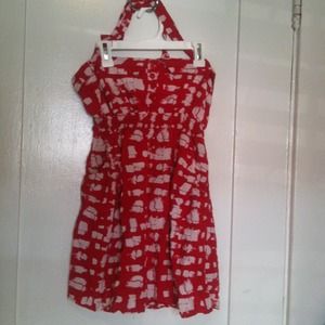 -Red & white dress -can be used as strapped/halter