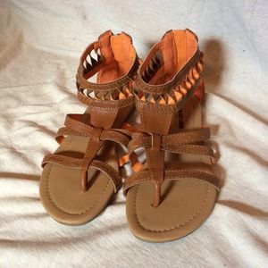 Taupe & orange sandals