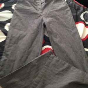 Pink and grey pin strip work pants