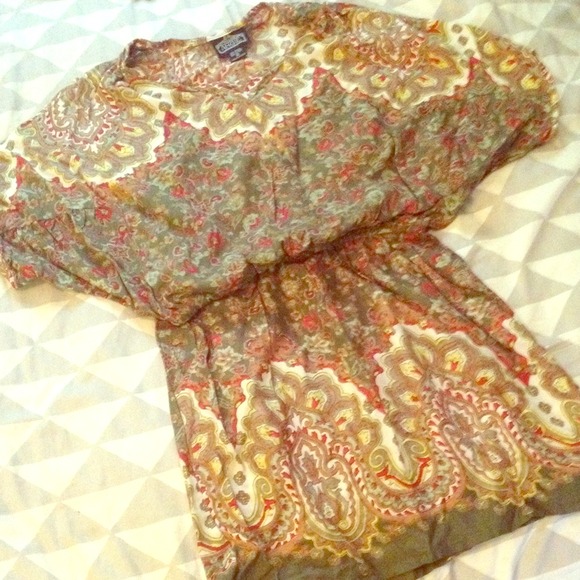 Paisley printed flowy dress with elastic waist