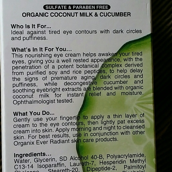 Sold bundled 2 Organix anti puff eye cream - Picture 3 of 4