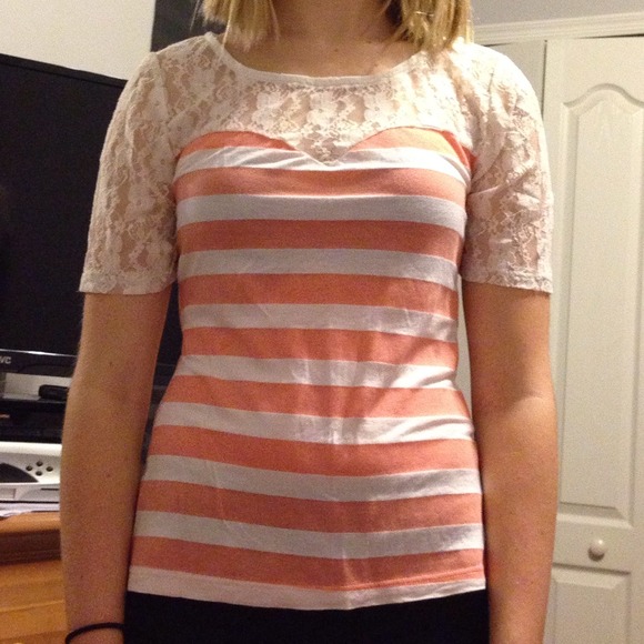 Pacsun stripe and lace top - Picture 1 of 2