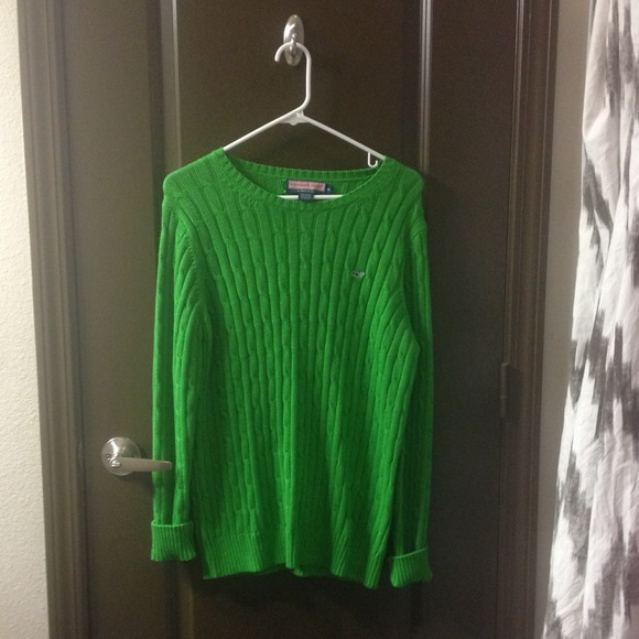 Vineyard Vines XL Green Cable Knit Sweater