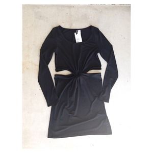 H&M cutout black sleeve dress w/ open sides