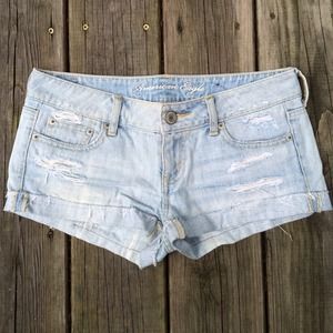 Light wash denim shorts