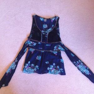 Free People Tie Waist Floral Tank