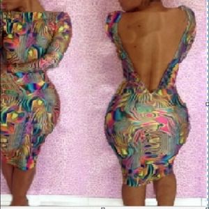 New multicolor low back dress