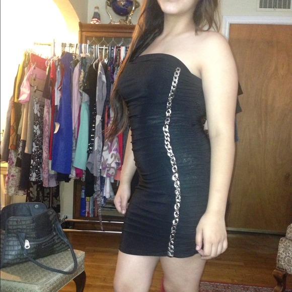 NWT little black dress with chain embellishment