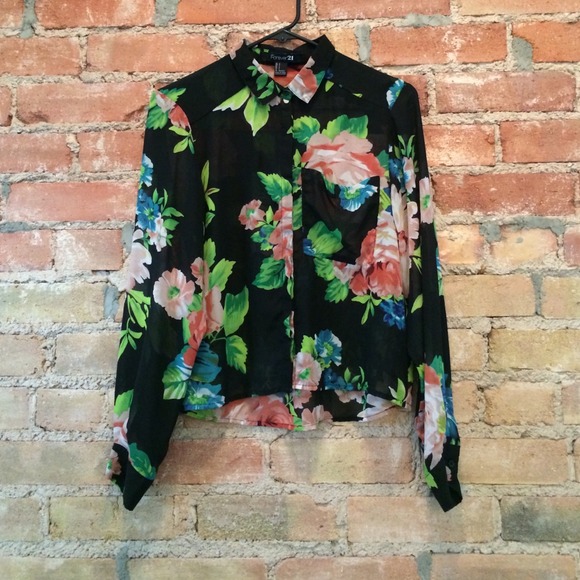 Sheer floral blouse