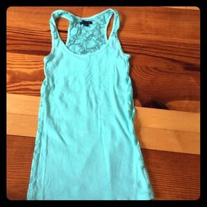 Teal lace tank top