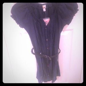 Belted Navy Top