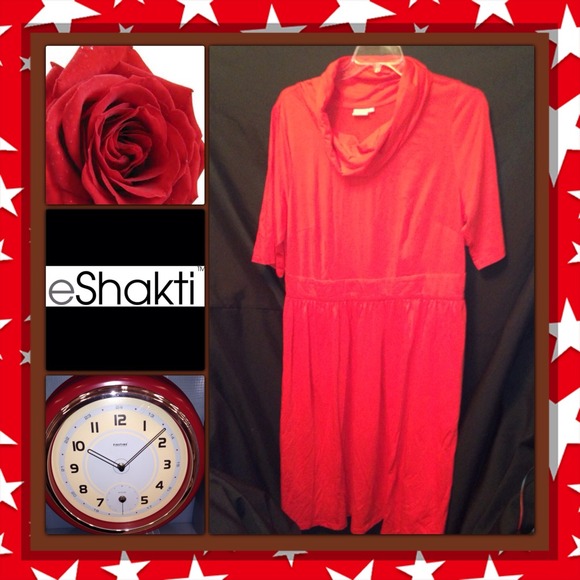 eshakti Dresses & Skirts - Red cowl neck collar eShakti dress NEW