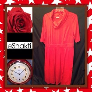 Red cowl neck collar eShakti dress NEW