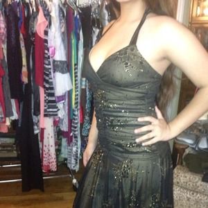 Black and gold cocktail dress
