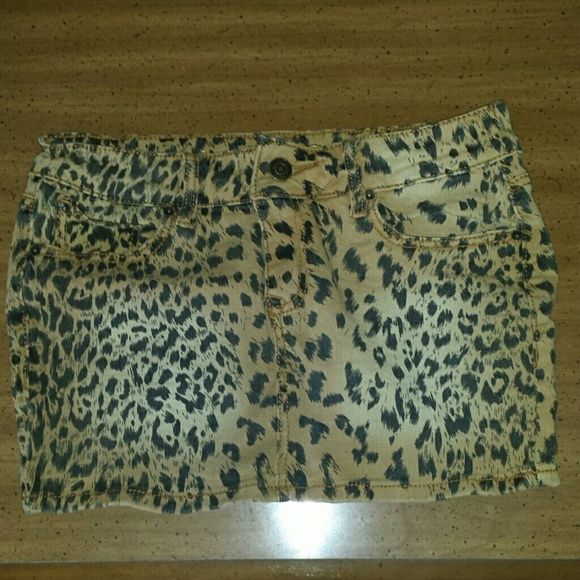 Cheetah jean skirt