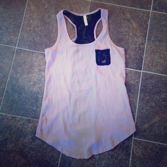Blush and Black Lace Racerback top