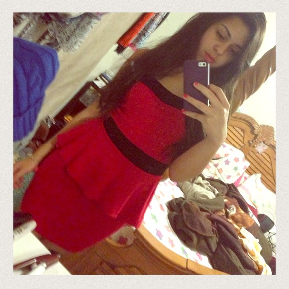 Red and Black peplum dress