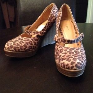 Leopard faux-suede Mary-Jane wedges