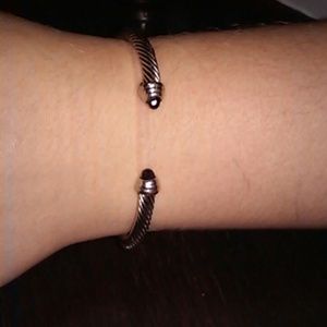 Silver with black cable braclet
