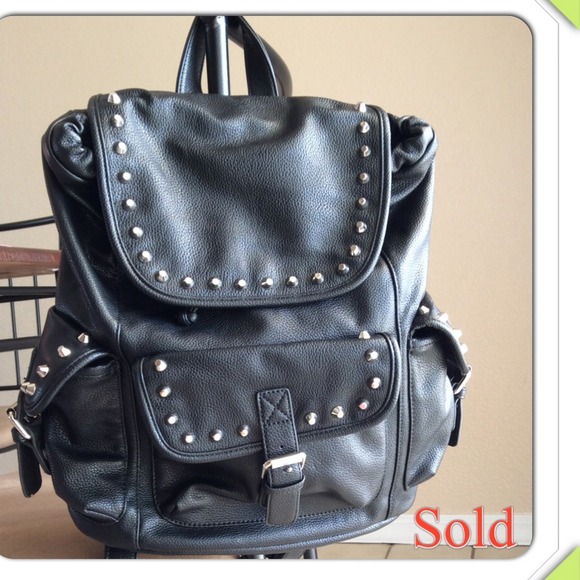 FOREVER 21 black studded backpack style