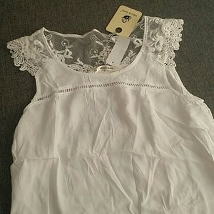LF white crochet top