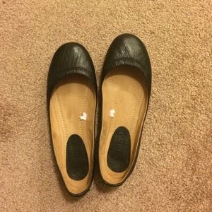 Black Leather Flats
