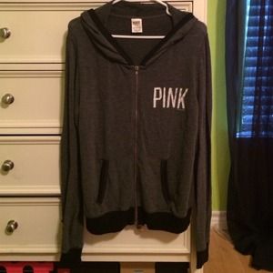 Dark grey Victoria's Secret PINK zip up hoodie