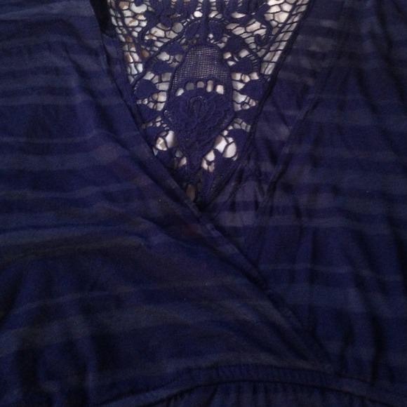 Blue striped/lace back shirt
