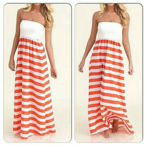 Alythea Dresses & Skirts - Ivory/Coral Maxi Dress (S) NWT