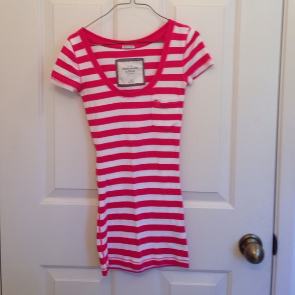 Pink and white striped pocket shirt