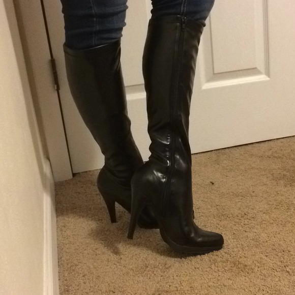 Knee high faux leather boots
