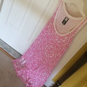 Pink and white beach cover up