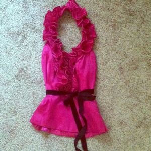 Silk ruffle halter top