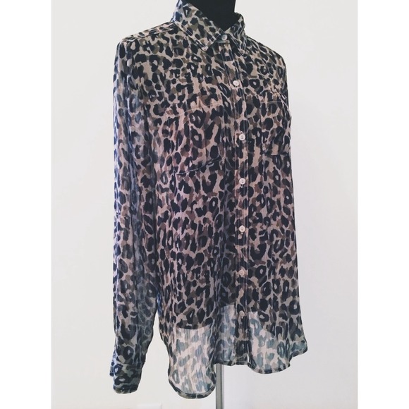Leopard Print Sheer Shirt / Old Navy