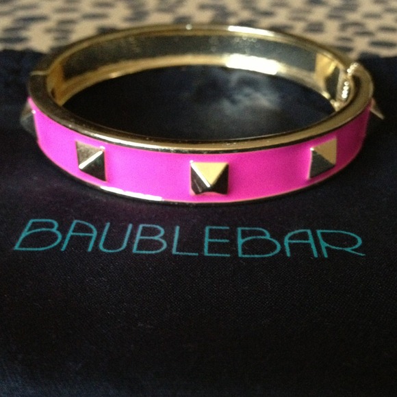 Baublebar Jewelry - Hot pink enamel pyramid stud bangle
