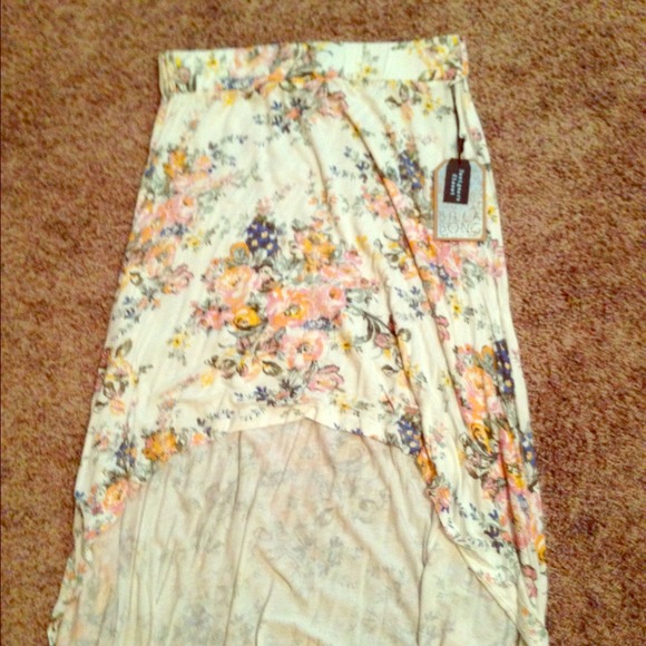 Floral print hi-low hi waist skirt