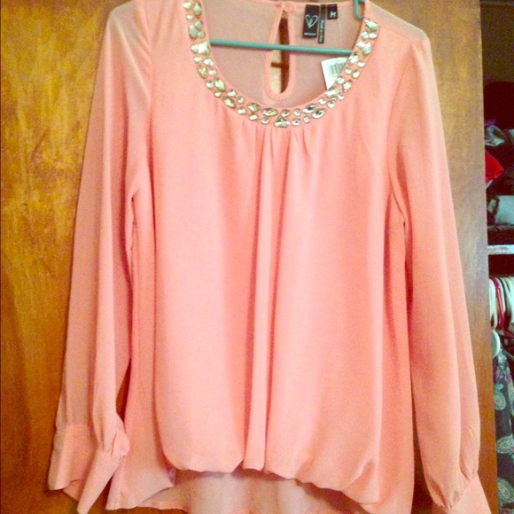Coral embellished blouse